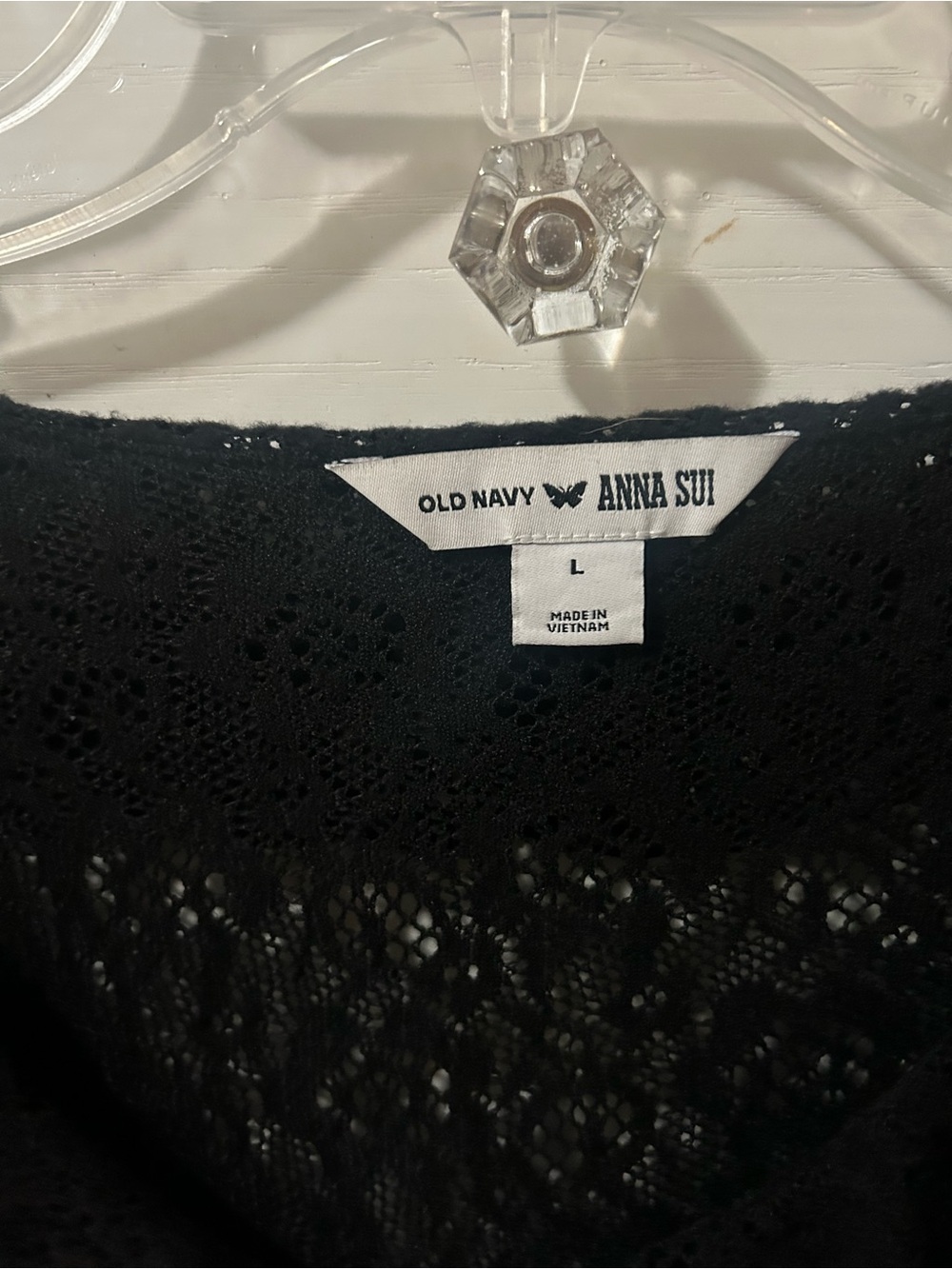 Old Navy Anna Sui Black Floral Lace Crew Top